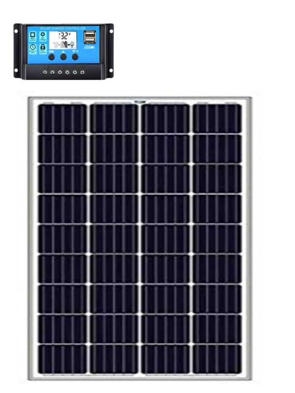 100W Solar Panel Kit with LCD Smart Controller | 100W සූර්ය පැනල පද්ධතිය